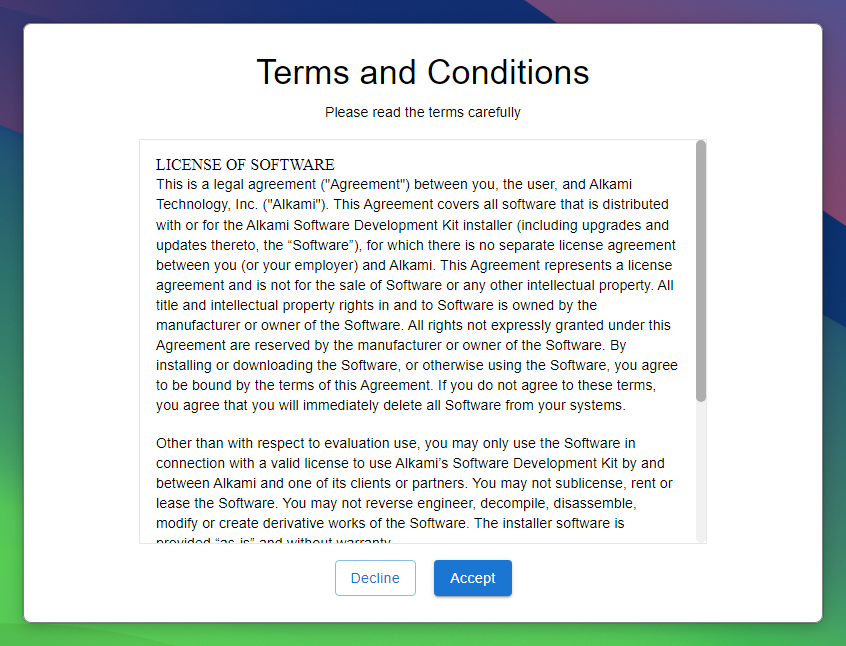 Accept Terms and Conditions